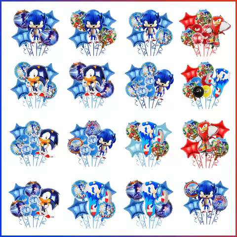 6PCS Cartoon Hedgehog Balloons Sonic Theme Birthday Party Decoration Balloons for Boys Children Baby Bath Toys
