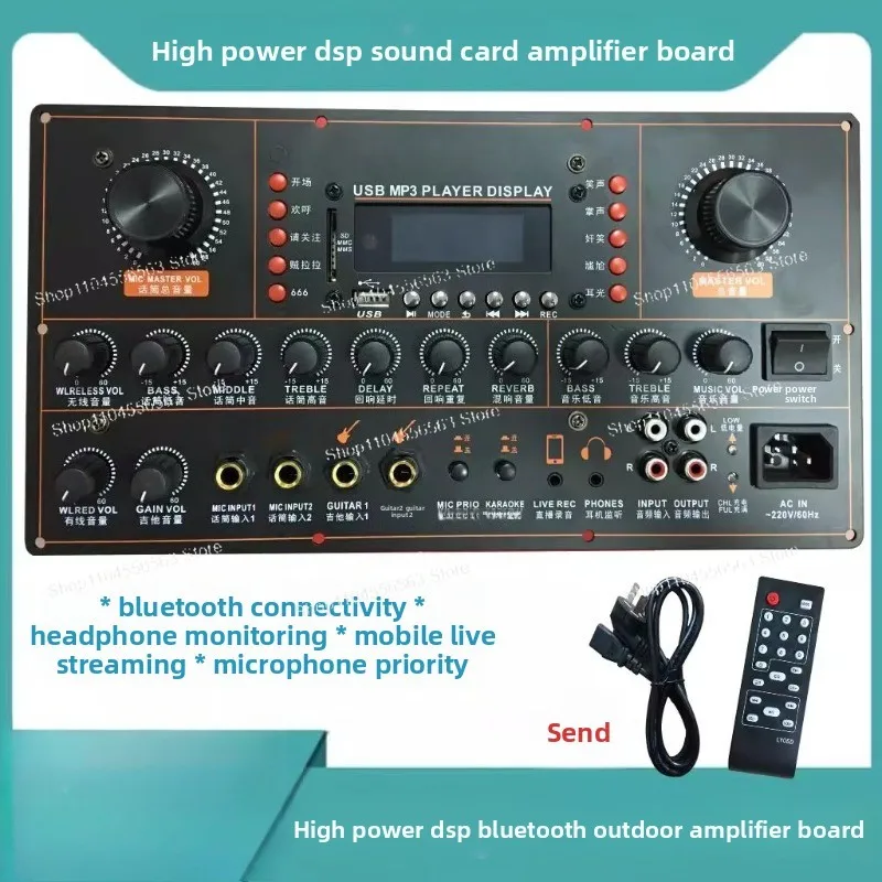 Outdoor Bluetooth Amplifier Board with DSP Sound Card – 750W High Power 220V Charging for Square Dance