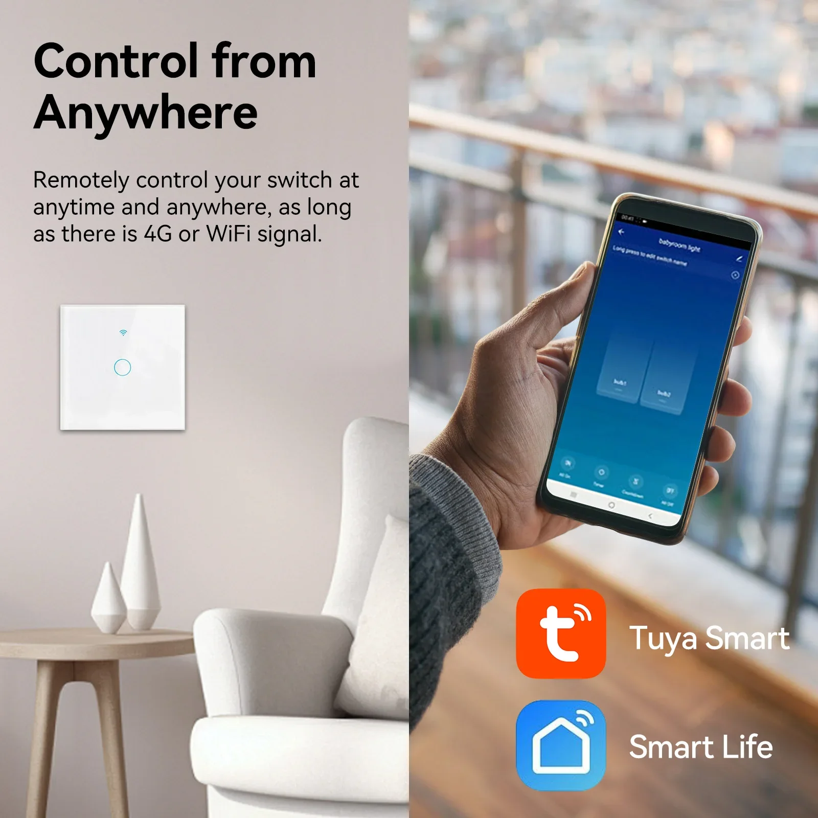 Minco Heat Smart Tuya WiFi Switch 1/2/3/4 Gang Wire Touch  LED Light Switches Smart Home Alexa Google Home