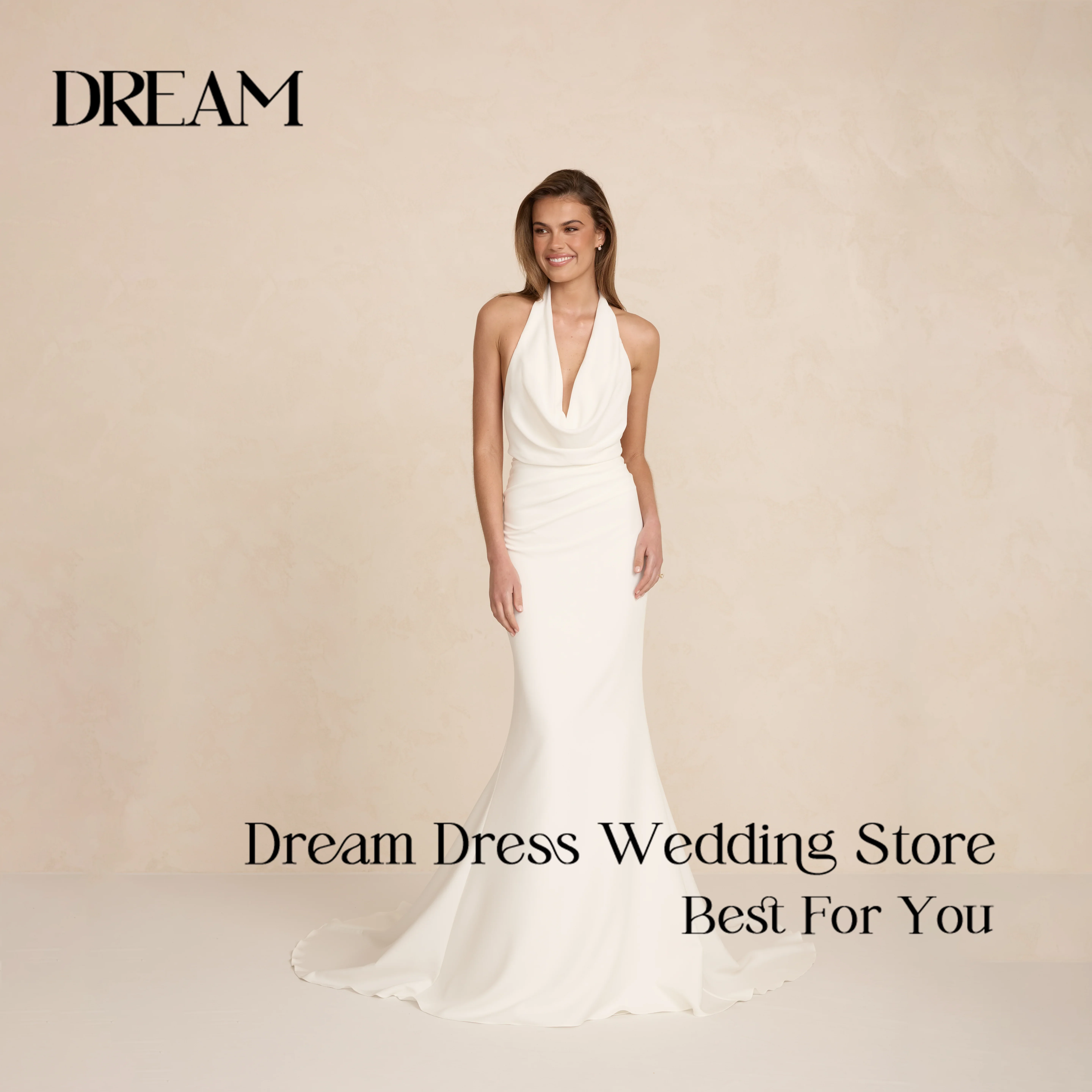 Dream Customized Mermaid V-Neck Sleeveless Backless Satin Wedding Dress Floor Length Elegant 2026 Bridal Gowns Vestidos De Novia