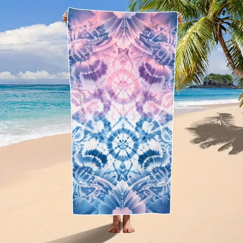 American Contrasting Striped Beach Towel, Large-sized Printed Soft Absorbent Bath Towel Adult Swimming and Surfing Special Towel