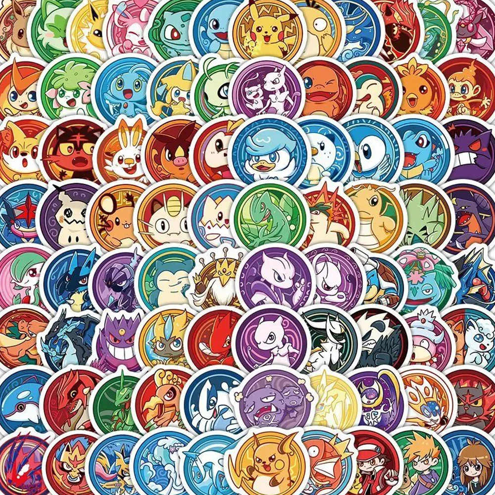 10/30/50/100 Uds. Pegatinas bonitas de Pokemon Anime Psyduck Pikachu calcomanías de dibujos animados DIY papelería portátil teléfono pegatina de juguete clásica para niños