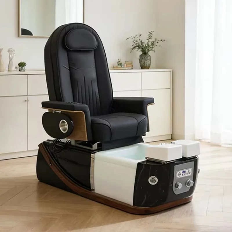 High Quality Spa Furniture Electric Pedicure Chairs Luxury Black Manicure And Pedicure Spa Massage Throne Chair For Nail Salon
