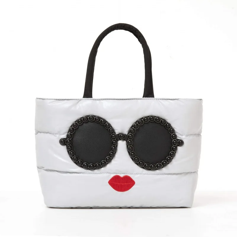 Women Clutch Bag Pearl Sunglass Red Lips Handbag 2023 Fashion Bucket Makeup Purses Ladies Shoulder Bags Bowknot Casual Totes Bag