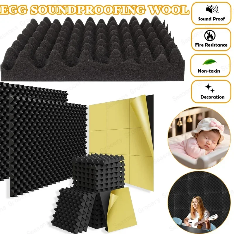 

Self-Adhesive Soundproof Wall Panels Acoustic Foam Tiles Noise Reduction Home Studio Bedroom Sound Deadening Stick