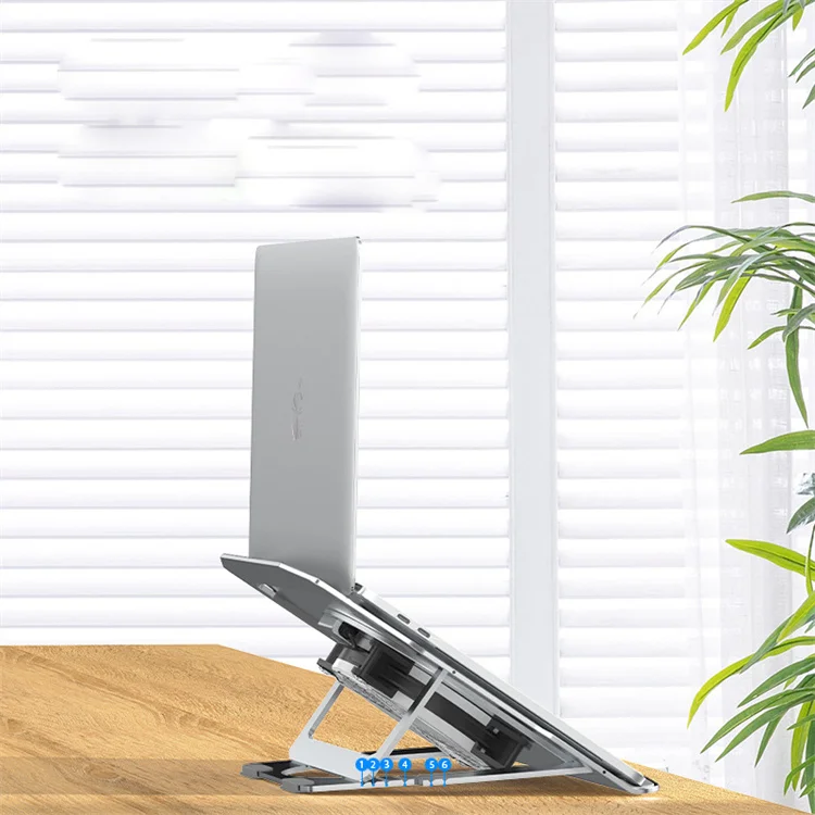 Aluminum Gaming Laptop Stand 6 Levels Adjustable Height Notebook Cooler Fan Universal Desktop Bracket Holder
