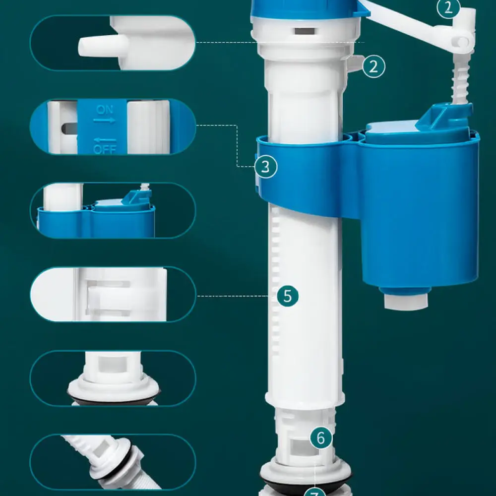 Adjustable Toilet Water Tank Repair Kit Inlet Flush Valve Replacement Bathroom Cistern Accessories Durable ABS Components