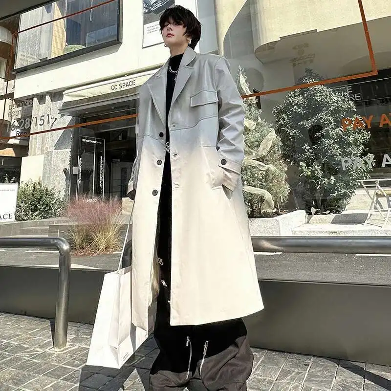 LUZHEN Korean Leather Splicing Long Trench Coat Men’s Trendy Loose Knee Length Stylish Outwear Male 2024 Autumn Winter LZ5199 4 LUZHEN Korean Leather Splicing Long Trench Coat Men's Trendy Loose Knee Length Stylish Outwear Male 2024 Autumn Winter LZ5199 4