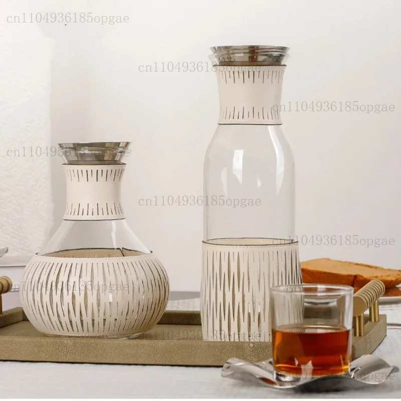 Vaisselle pratique haut de gamme Beige Treasure lente, bouteille d'eau comestible enveloppée de cuir et ornements de flacon Thermos