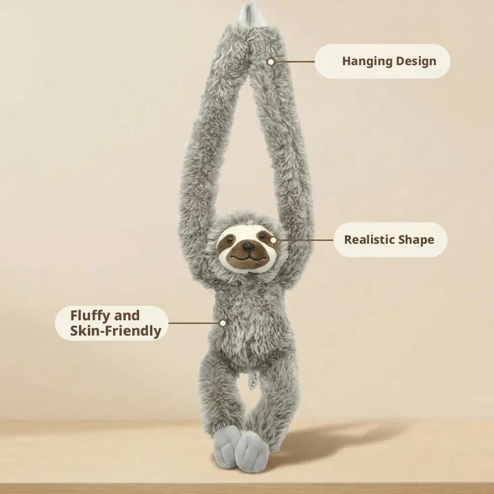 Sloth Plush Doll Long Arm Hanging Animal Stuffed Toy Soft Cute Hug Pillow Room Decor Christmas Birthday Gifts Kids Adults