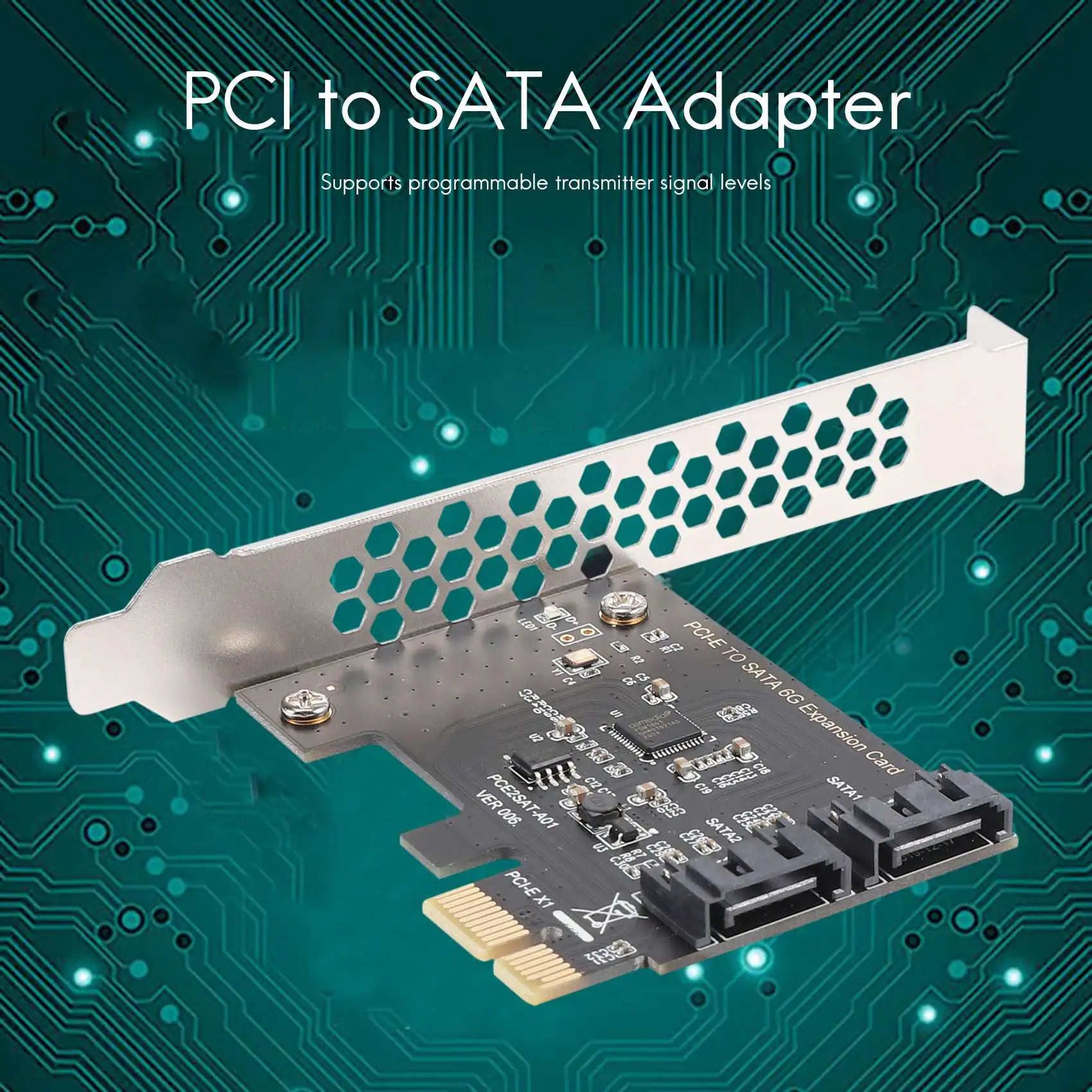 محول بطاقة تحكم بالتوسيع ، PCIe PCI Express إلى SATA ، 2-Port ، SATA III 6G