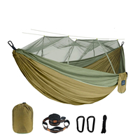 Single and Double Size Nylon Fabric Portable Travel Outdoor Camping Hanging Sleeping  Hammock with Mosquito Net