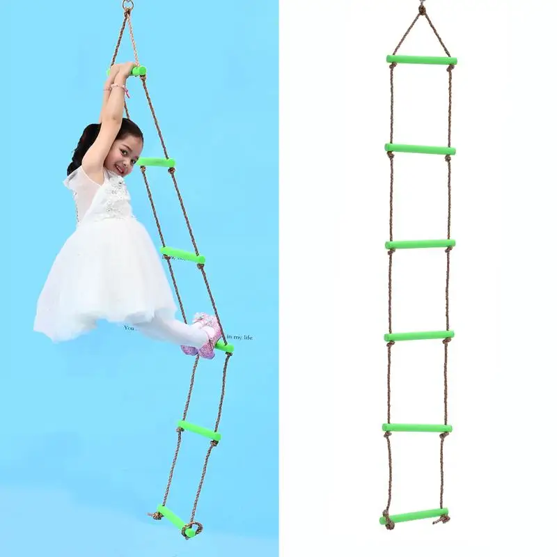 Kids Outdoor Swing Seat Climbing Ladder Disc Rope Swingset Backyard Garden Toy