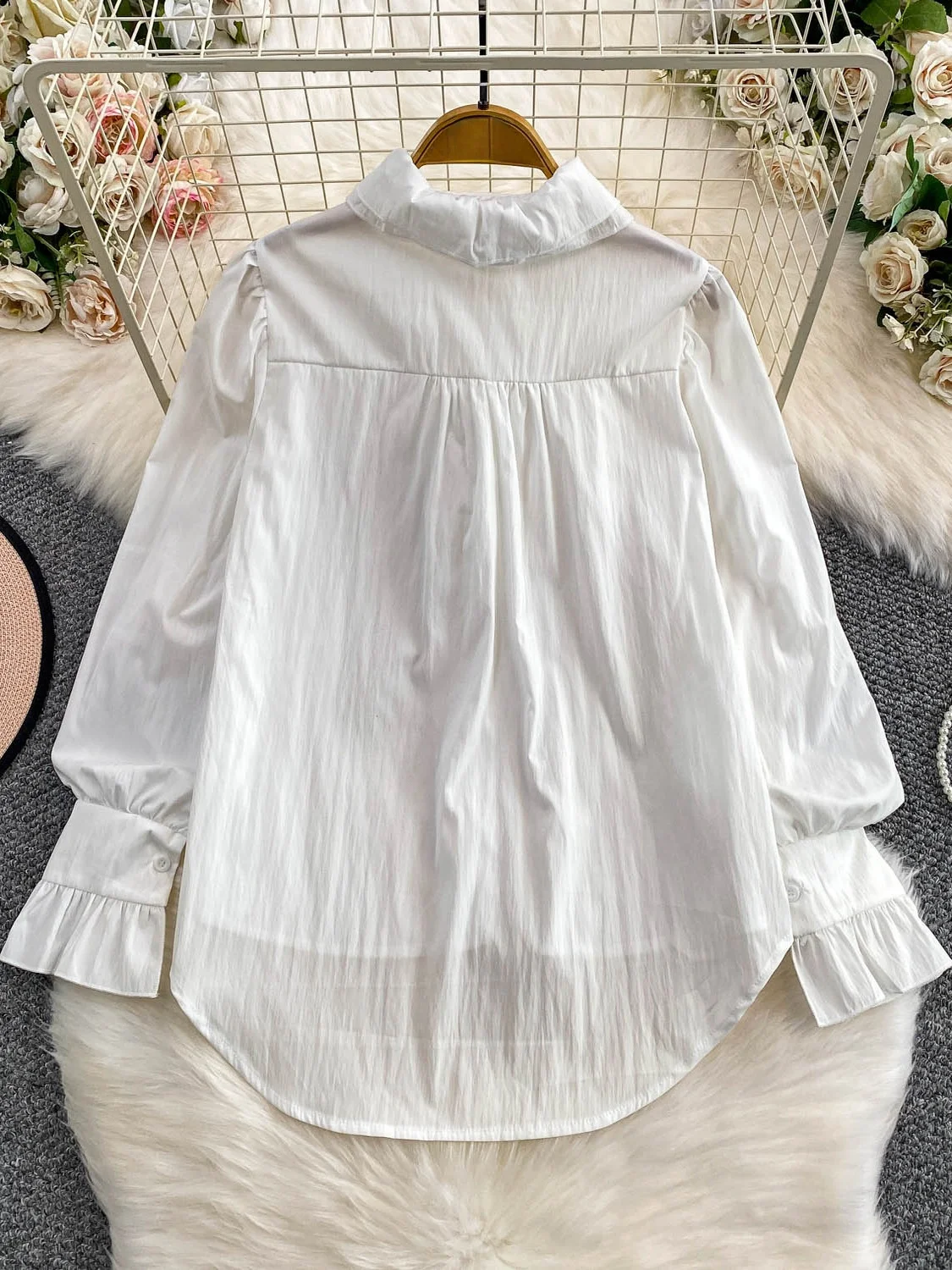 Doce renda guarnição longa sve proteção solar feminina irt outono inverno casual solto assimétrico topo menina faion