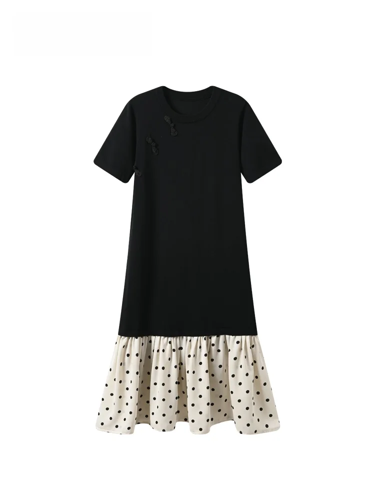 

CaraCLUB plus Size Short Sleeve Dress Women's New Summer Waist Cinched A-Line Skirt Flattering for Plump Sister City Walk