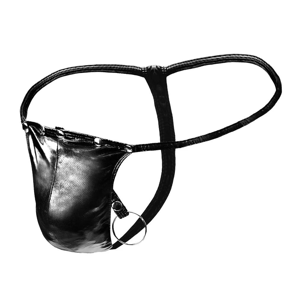 

Sexy Mens Faux Leather Gay Male Underwear Buckled Bulge Pouch Briefs G-string Jockstrap