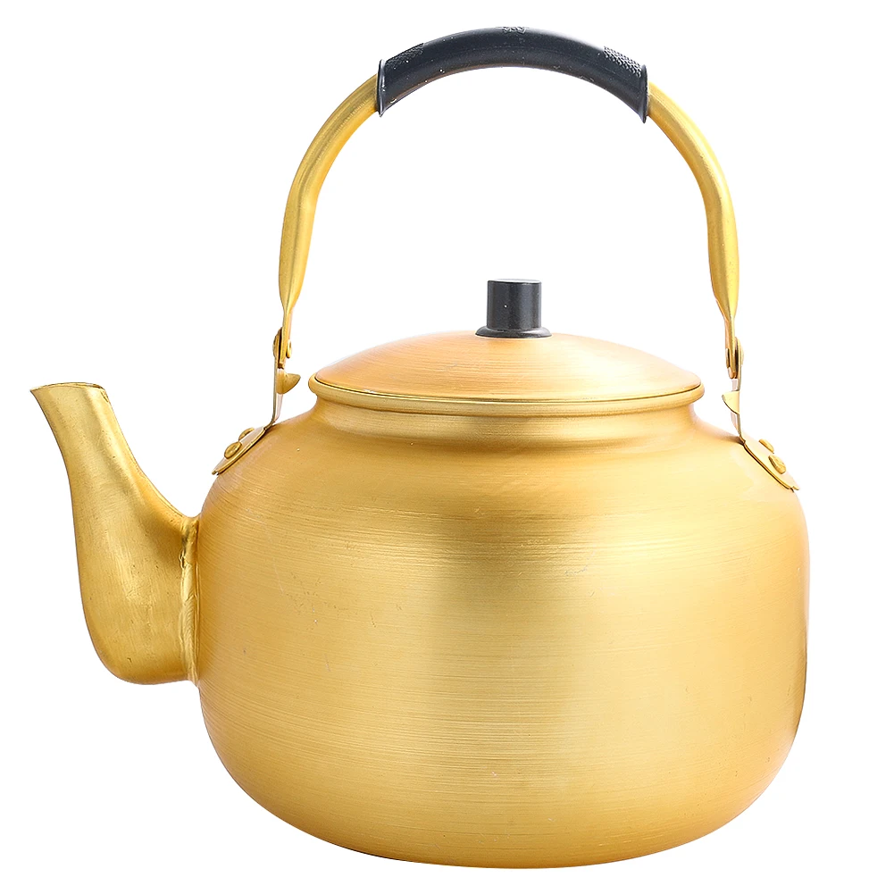 Gouden aluminium waterkoker met handvat Grote capaciteit theepot Gasfornuis Outdoor Camping Koffie Waterpot Picknick Servies 6L