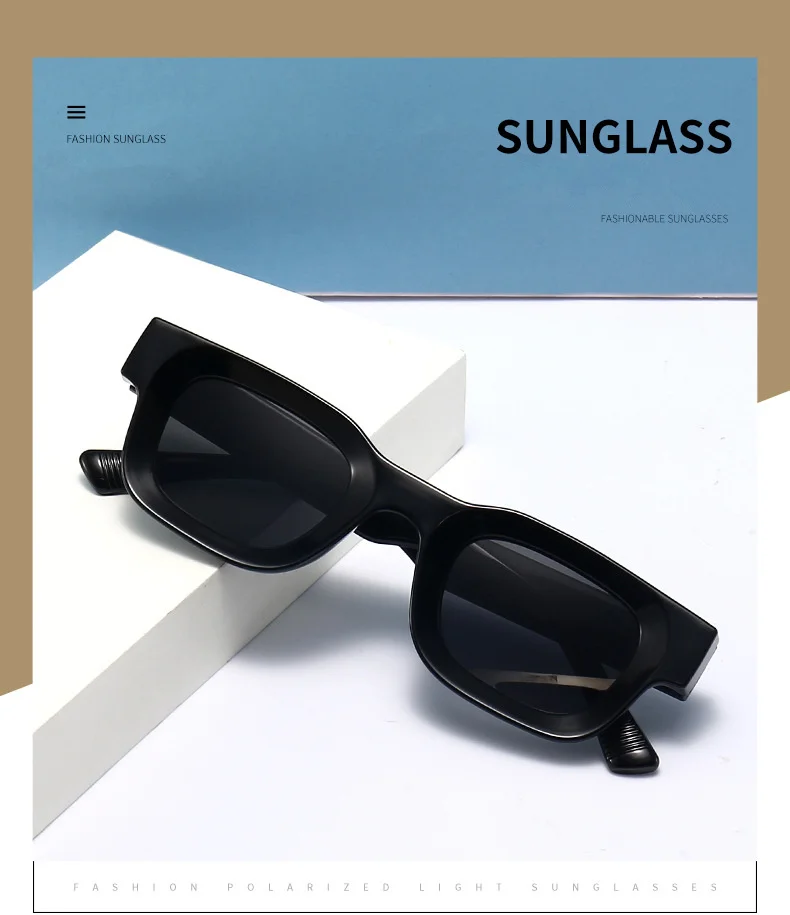 Kleine Rahmen Sonnenbrille Männer Frauen Vintage Quadrat Sonnenbrille Marke Designer Konkaven Spiegel Schwarz Brillen Shades UV400 – Detail 4