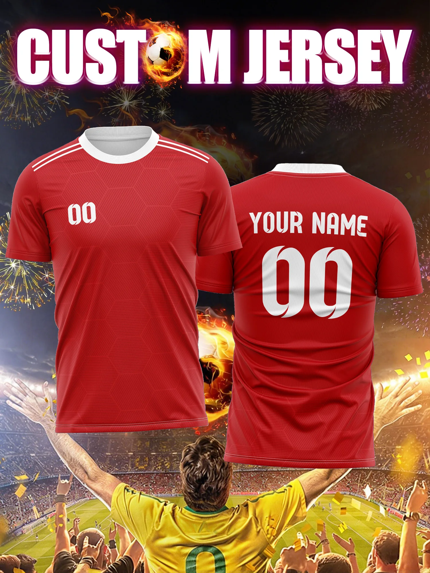 Camiseta de Fútbol Personalizada con Número e Imagen, Diseño a Cuadros con Degradado, Uniforme Moderno con Patrón Mixto para Equipos de Fútbol