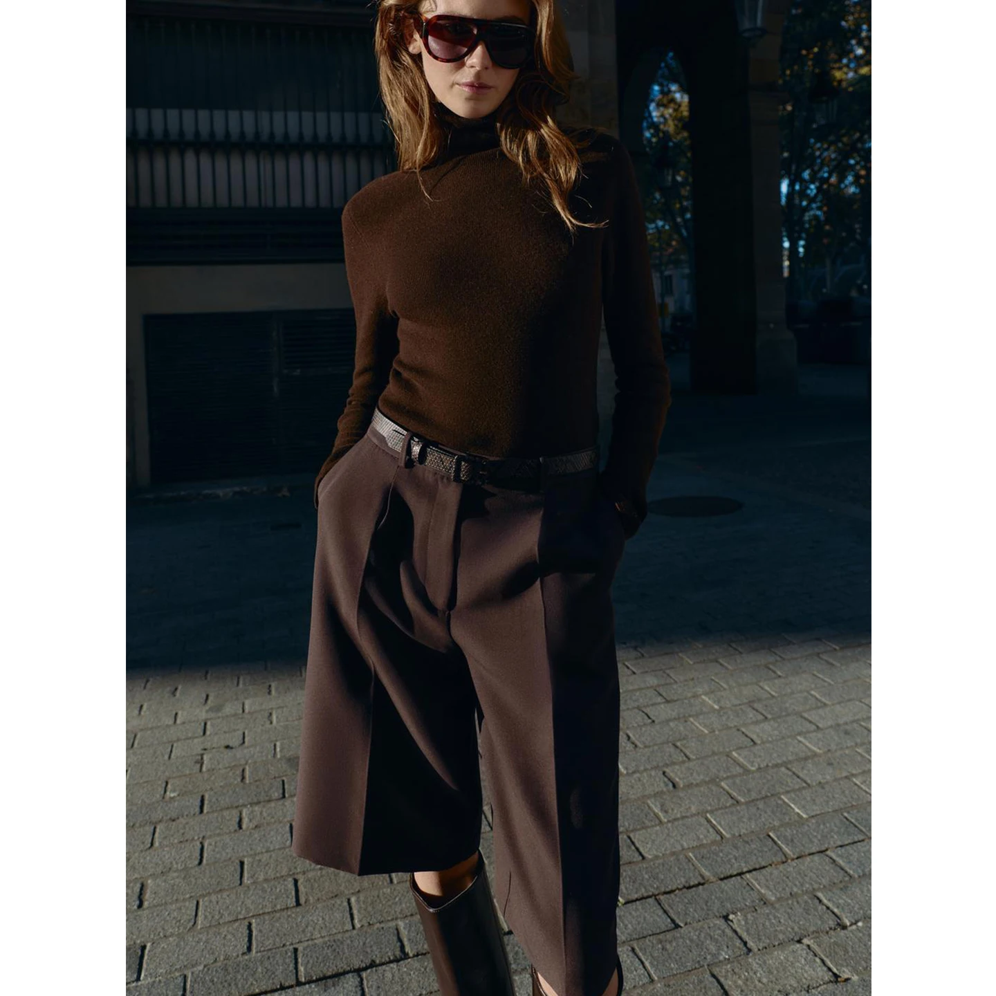 شتاء جديد المرأة عارضة مطوي تصميم سستة عالية الخصر مربوط السراويل الطويلة ort عالية الخصر سستة ألياف البوليستر السيدات #4