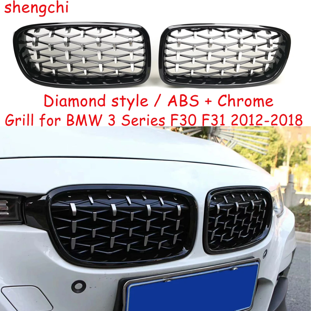 

F30 F31 Хромированная решетка переднего бампера в ромбовидном стиле для BMW 3 серии F30 F31 316i 318i 320i 330i 335i 340i Racing Grills 2012-2018