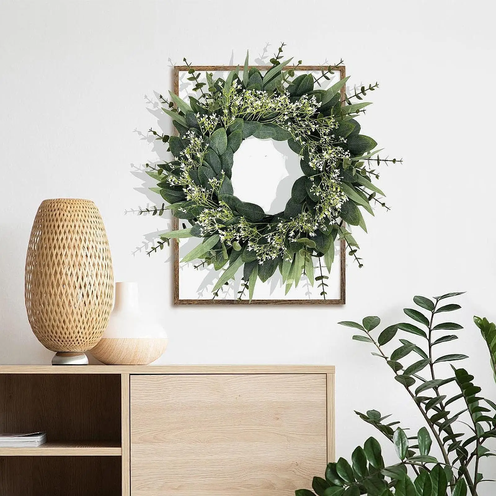 

Artificial Eucalyptus Wreath 50cm Floral Wreath for Summer Wedding Farmhouse