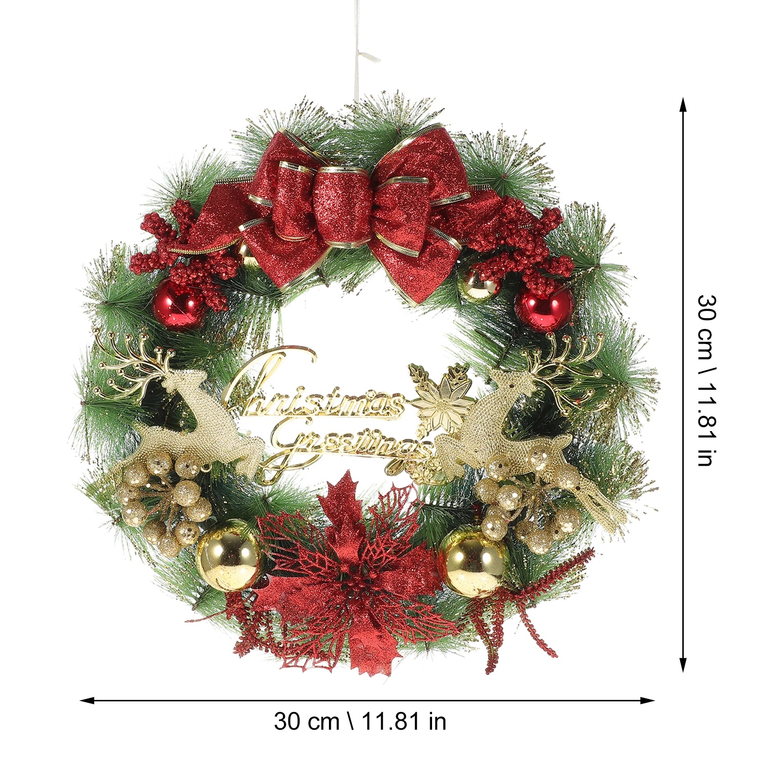 

Christmas Wreath Decorative Bright Color Novel Shape Home Door Hanging Festive Teardrop Style Eco Material