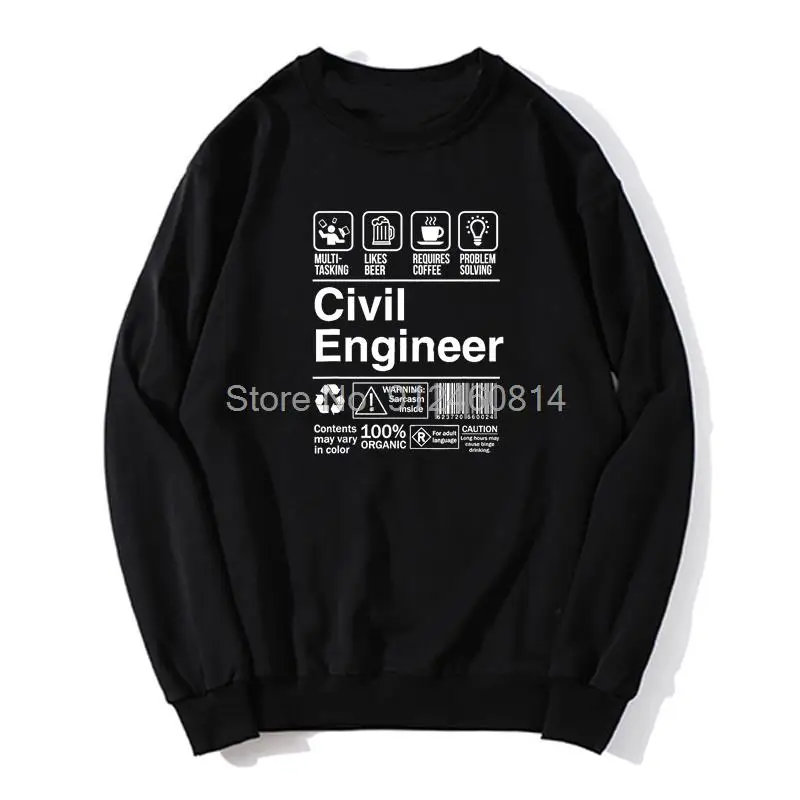 Civil Engineer Product Label Funny Gift Hoodie Men Fleece Sweater Hip Hop Sweatshirts Streetwear Harajuku