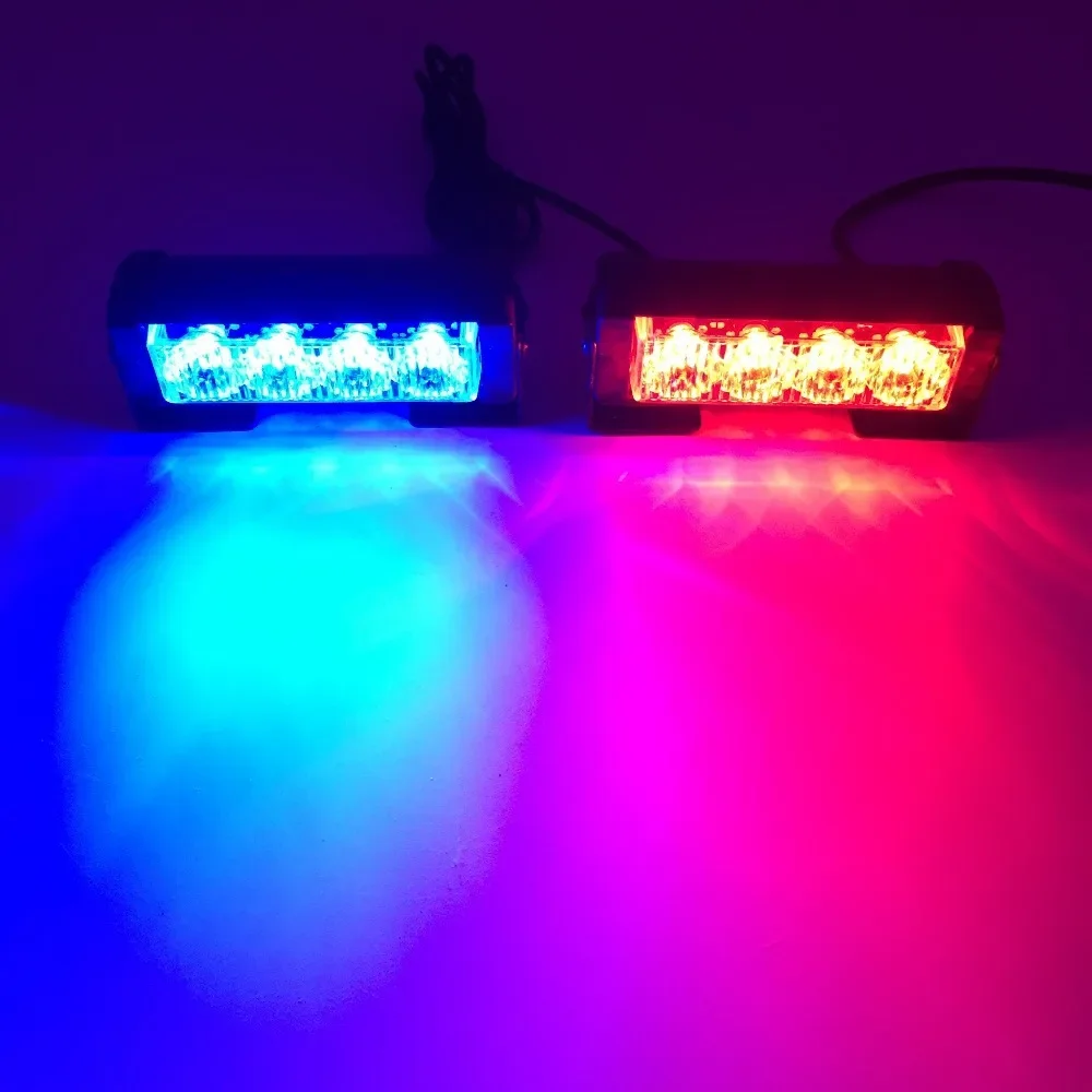 2*4 luci stroboscopiche a LED della polizia per auto lampada di avvertimento griglia di emergenza DC12V auto moto pompiere ambulanza Flasher torcia