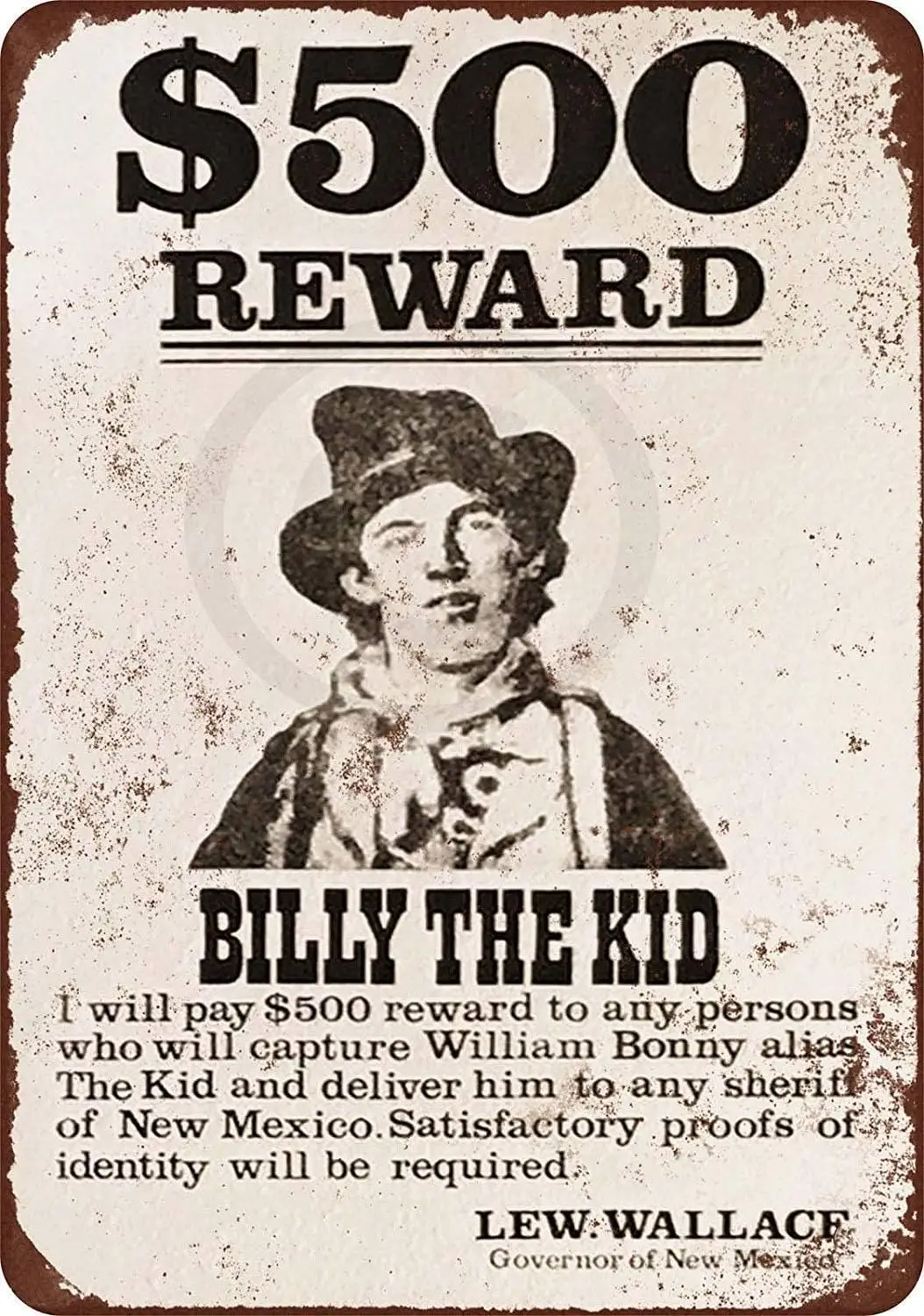 1878 Billy The Kid Wanted Poster Billy The Kid Metal Sign Laundry Decoration Sign Bathroom Home Decoration Art Sign 8x12Inches (