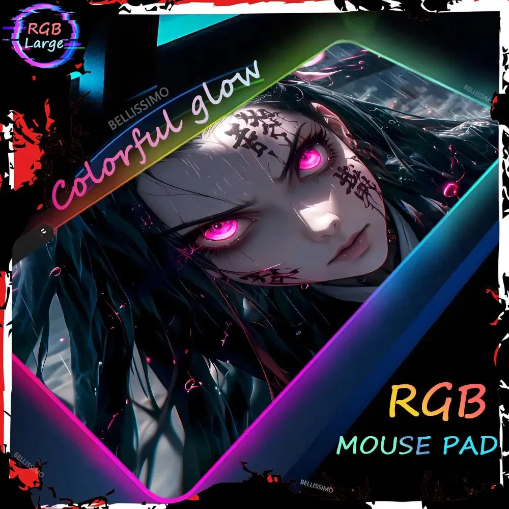 

Kimetsu No Yaiba Laptop Gaming Accessories LED Keyboard PC Gamer Mouse Pad Deskmat Nezuko Kamado RGB Demon Slayer Anime Mousepad