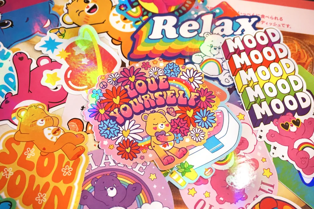 Kawaii Large Size Trendy Carebears High Quality Anime Laser Cute Cartoon Waterproof Stickers