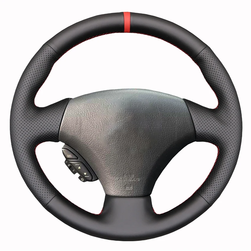 Black Faux Leather Hand-stitched No-slip Car Steering Wheel Cover Braid for Toyota Corolla Yaris Verso sportivo ZZE123 1999-2005