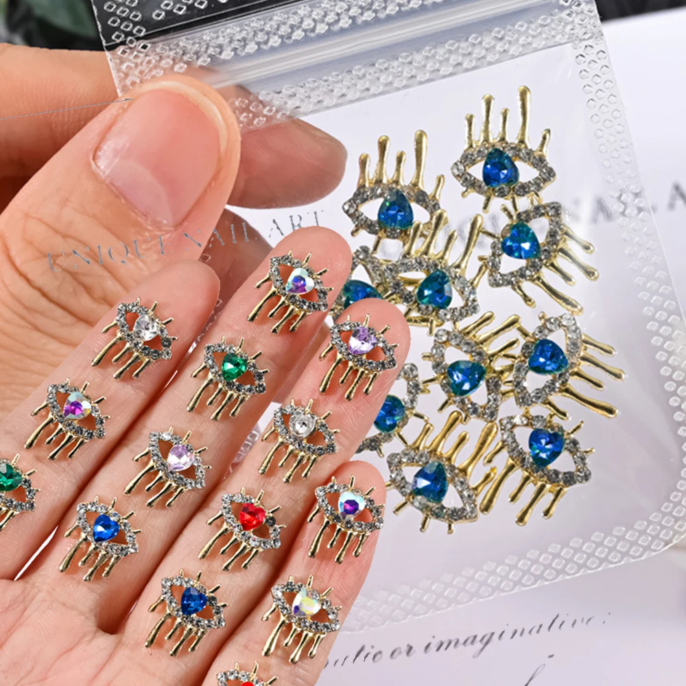 10pcs Evil Eye Nail Charms for Acrylic Nails 3D Colorful Evil Eye Charms for Nails Halloween Charms Alloy Rhinestones Evil Eyes