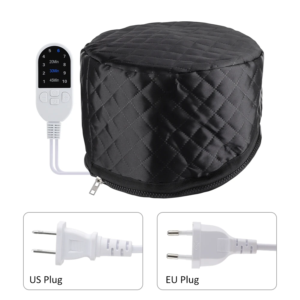 Elektrische Haardampfkappe, Haarheizkappe mit 3 Zeiteinstellungen und 10 Wärmestufen für den Heimgebrauch, thermische Haarpflegekappe für Tiefenpflege und SPA. – Detail 9