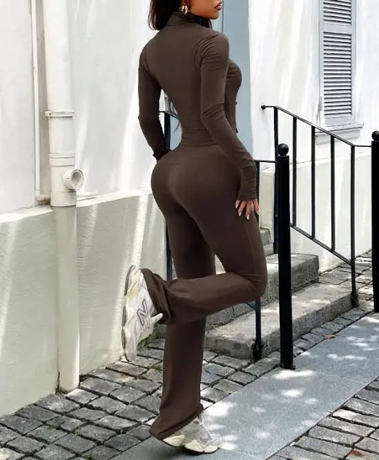 2025 خريف/شتاء جديد أزياء المرأة نمط رياضي غير رسمي سترة طويلة الأكمام اليوغا فستان أطفال مع سروال داخلي الملابس النسائية #6