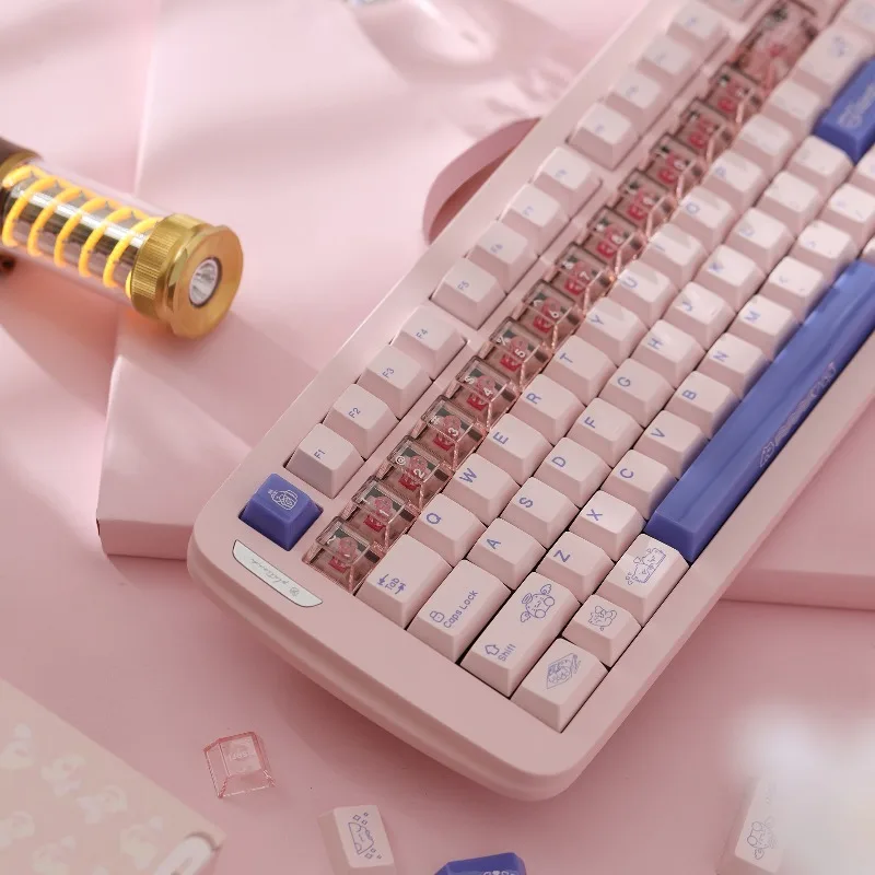 Powder Blue Theme Keycaps Set Customized PBT Sublimation PC Cherry Profile Keyboard Cap for Mechanical Keyboard Accessories