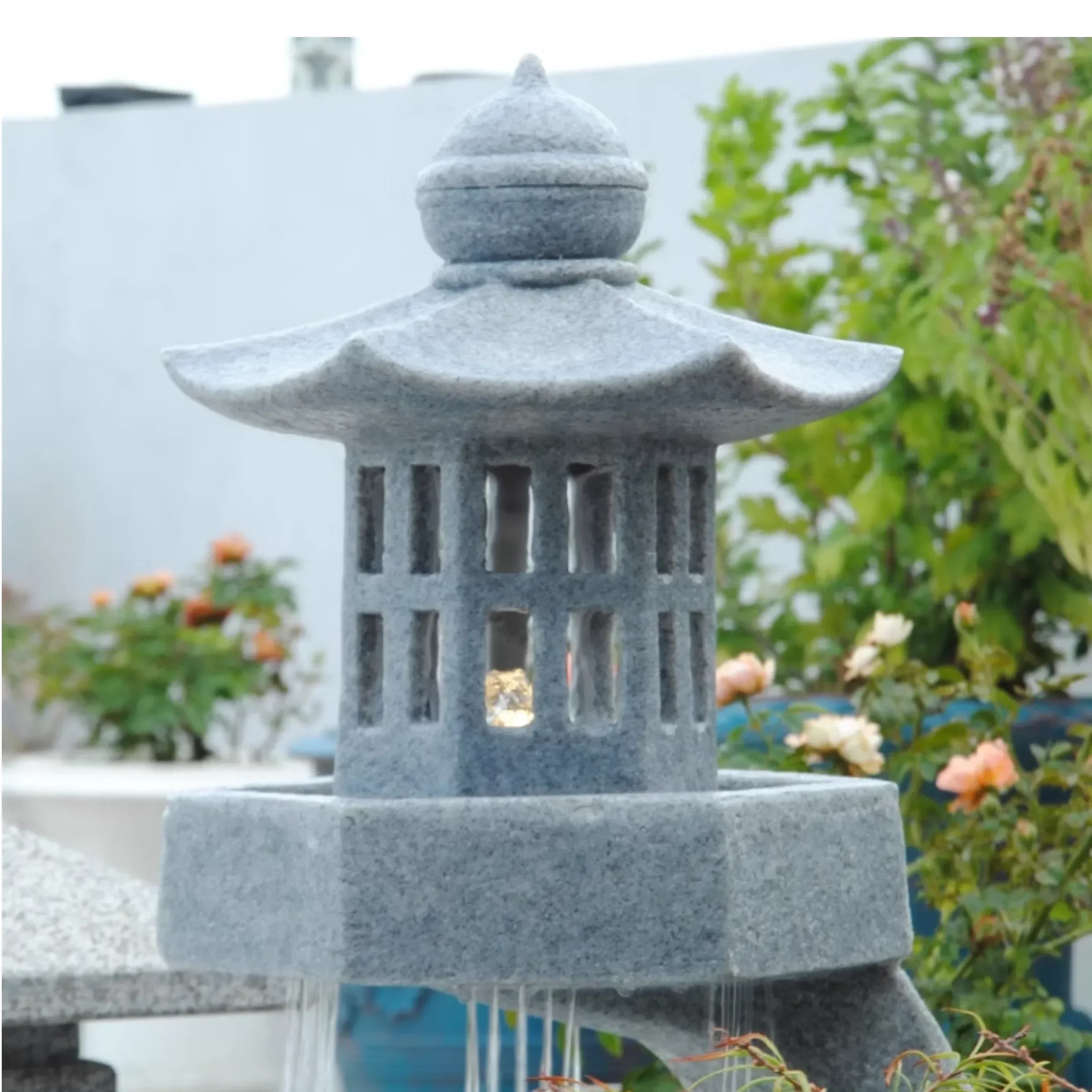 A Running water ornament circulating water zen wind Japanese garden layout solar outdoor decoration landscaping