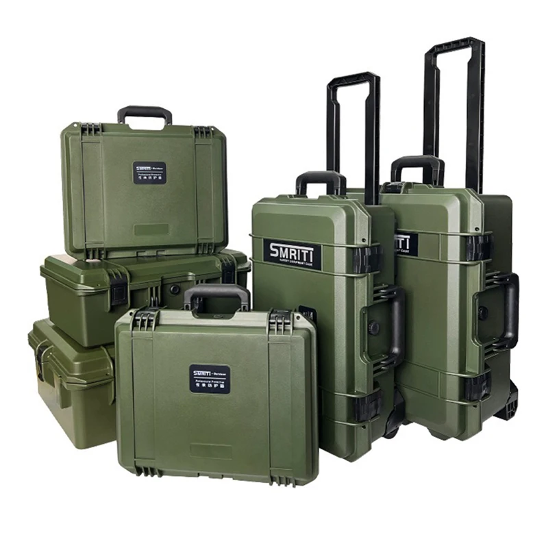 Boîte d'équipement de importateur en plastique Pro Verde, valise de quincaillerie pour outils de travail, boîte militaire américaine portable, étui rigide, valise antichoc