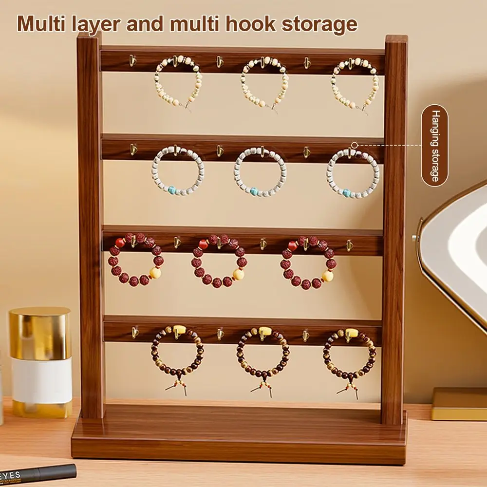 

Modern Wooden Bracelets Display Rack Jewelry Storage with Hooks Jewelry Holder Display Spacious Aesthetic Jewelry Rack Home Use