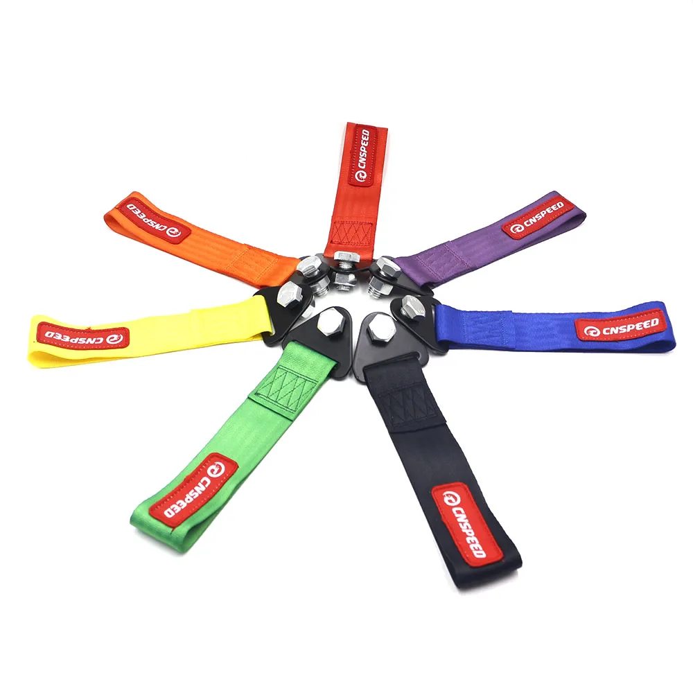 CNSPEED 22cm Nylon Bumper Trailer Tow Strap High-Strength Tow Strap Car Racing Towing Ropes Trailer Ropes Decoration with Screws