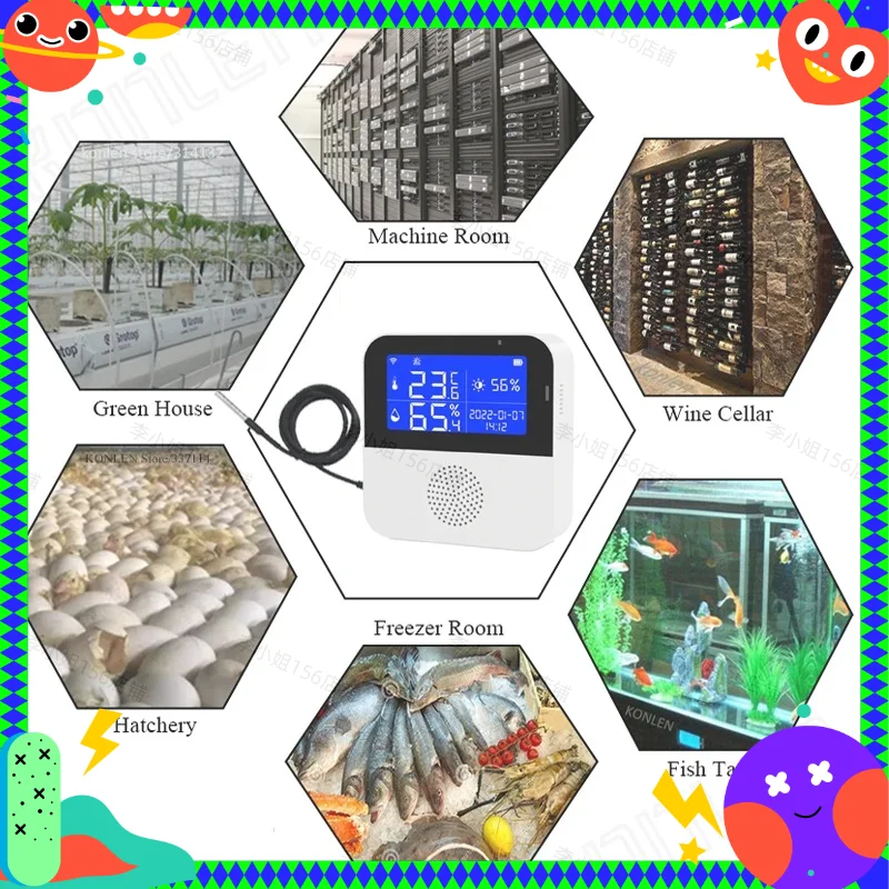 2026new Tuya Temperature Humidity Sensor Smart WIFI Plants Hygrometer Thermometer Detector External Probe For Aquarium Winery Fi
