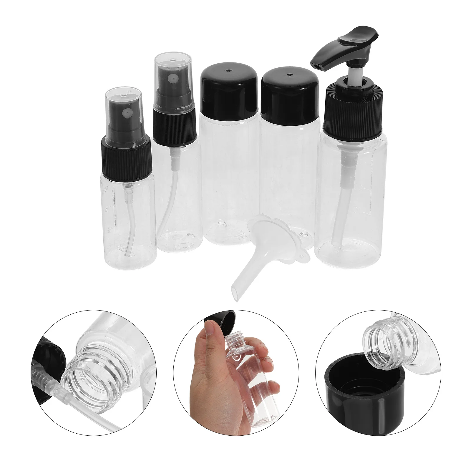 

1 Set Travel Bottles Leak-Proof Refillable Makeup Lotion Dispenser Clear Plastic Pump Sprayer For Skincare Toiletry