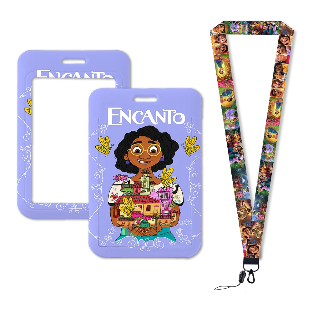 Film Disney Encanto Mirabel Lanyard gantungan kunci lucu lencana pemegang Id kartu kredit tali gantung Lanyard untuk kunci aksesoris hadiah