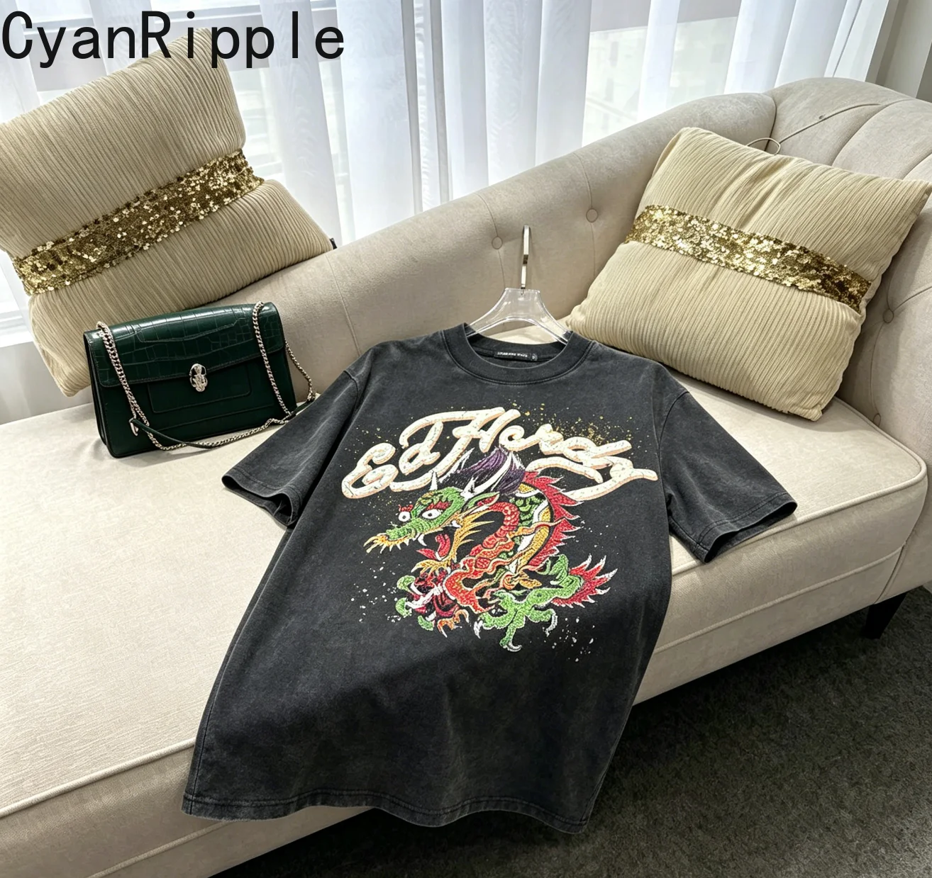 Trendy New Spring Summer Men/women Short Sleeve T-shirt Luxury Hot Diamonds Cotton Basic Tees Round Neck Black Pullover Top