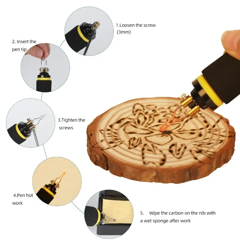 Wood DIY Burning Tool Kit 25-750℃ with Digital Temperature Display 23 Pyrography Wire Tips Adjustable Wood Burner for Engraving