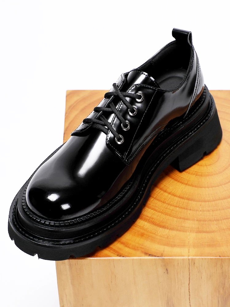 

Высококачественная кожаная обувь, мужские офисные деловые туфли из натуральной кожи для жениха, мужские повседневные туфли-дерби, увеличивающие рост