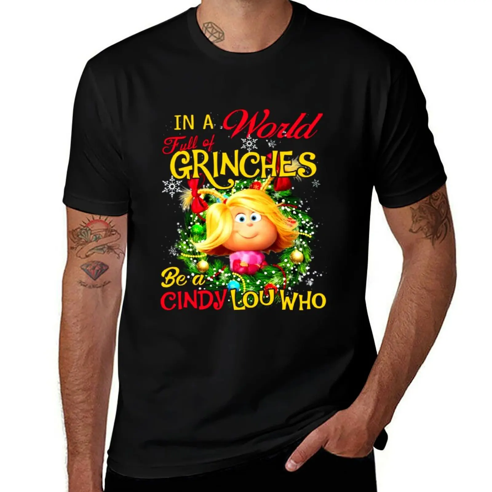 

in A World Full of Grinches Be A Cindy Lou Who T-Shirt Plus Size Summer Casual T-Shirt