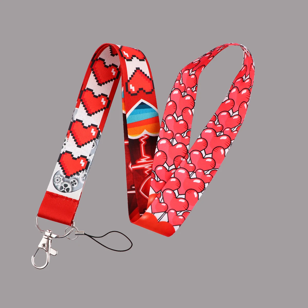 

Red Heart-shaped Shape Lanyards For Key Neck Strap Gym Keychain Cell Phone Key Holder Hanging Rope Keyrings Accessories Gifts