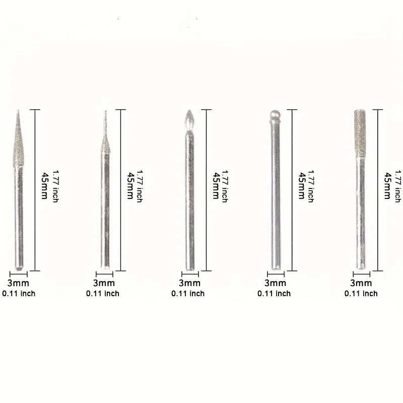 30pcs/set Diamond Burr Bits, Drill Bit Set For Rotary Tools Metal Woodworking Router Sanding Carving - 1/8" (3mm) Shank